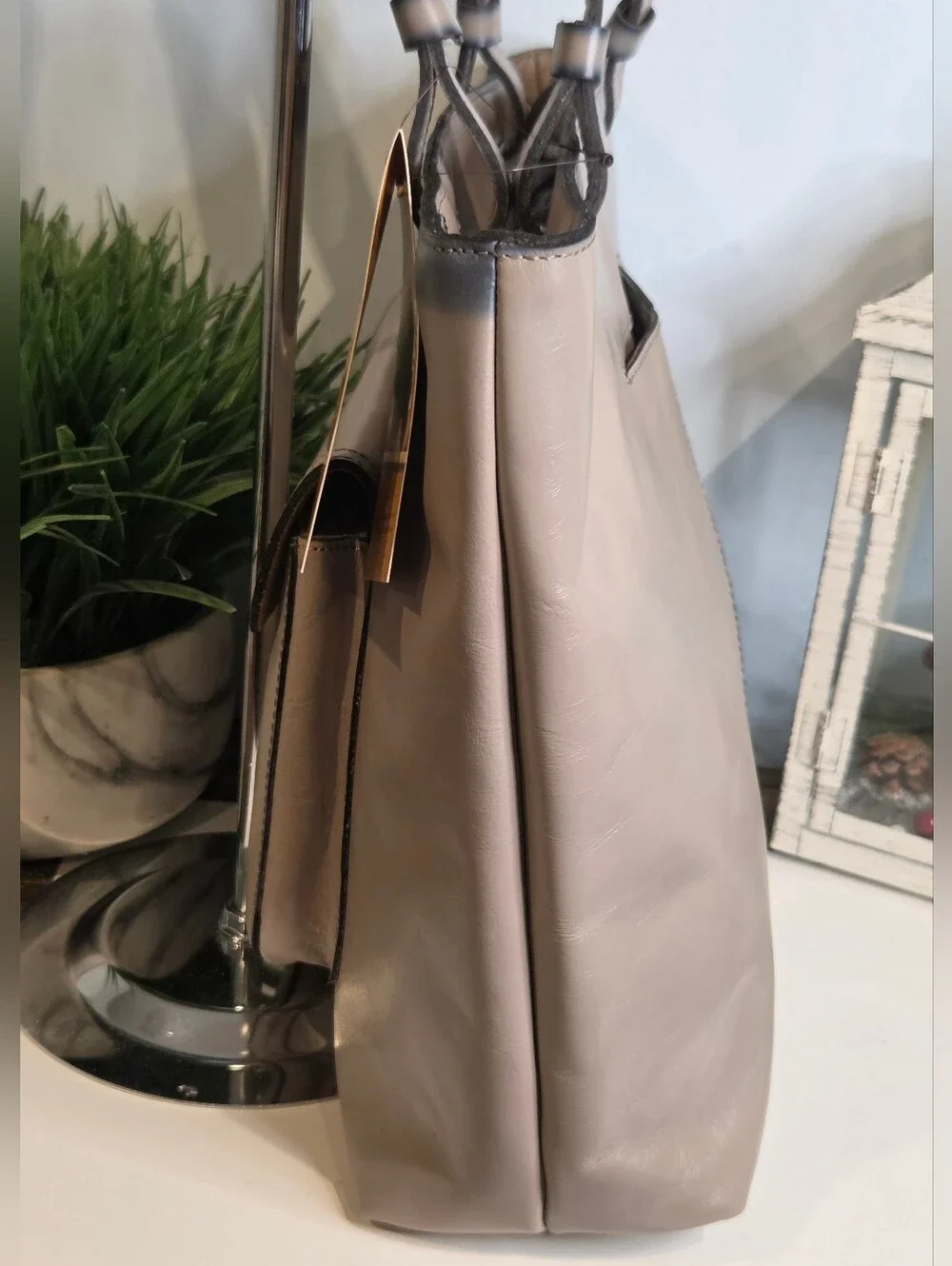 Patricia Nash Madison Leather Tote Bag Gray Stone